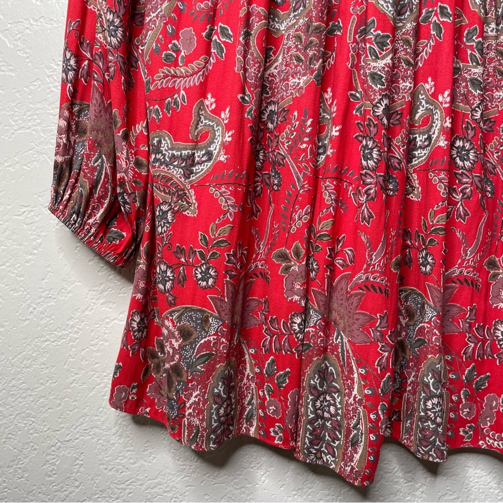 Free People Rain or Shine Printed Dress Poppy Combo Paisley Tunic Boho Flowy - Picture 14 of 15